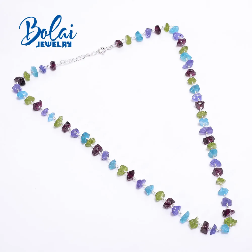 handmade original gemstone necklace with a variety of blended gemstone combinations unique luxury 925 sterling silver jewelry