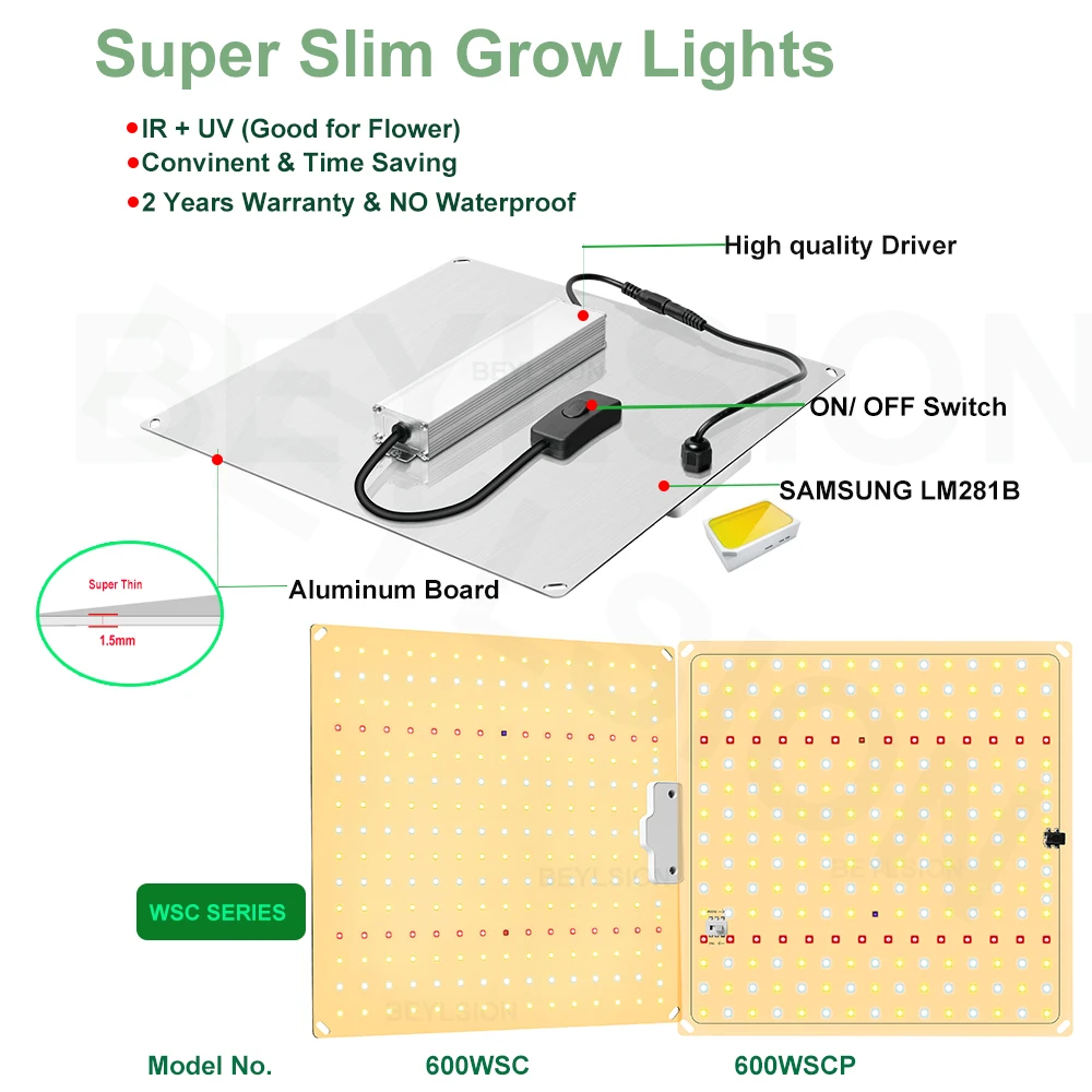 Imagem -03 - Beylsion-luzes Led de Cultivo Samsung Lm281b para Plantio de Mudas Vegetação e Florescimento Espectro Completo 600wsc