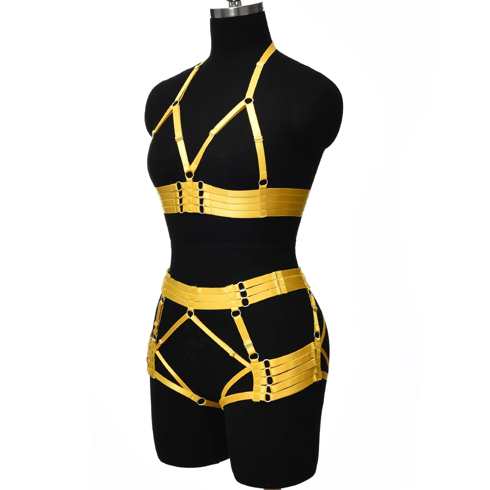 Hollow Body Harness Belt Adjustable Sexy Lingerie Set Women Bondage Body Cage Harness Bra Elastic Rave Wear Suspender