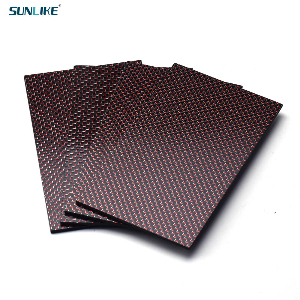 

200x400mm 3k Colered Carbon Fiber Sheet Red And Sivler Thread Weave Glossy Matte Surface Carbon Fiber Panel Plate Board