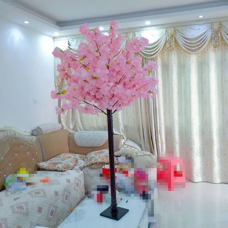 

5.9 Feet Height Pink Artificial Cherry Flower Tree With Green Leaf Fake Peach Wishing Landscape Trees For Home Garden Decoration