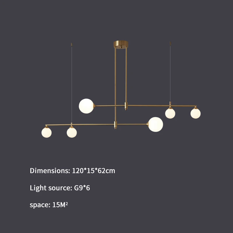 Nordic G9 gouden kroonluchter Led Glazen Bol lineaire kroonluchter Voor Eetkamer hal Keuken Tafel Thuis woonkamer decor licht