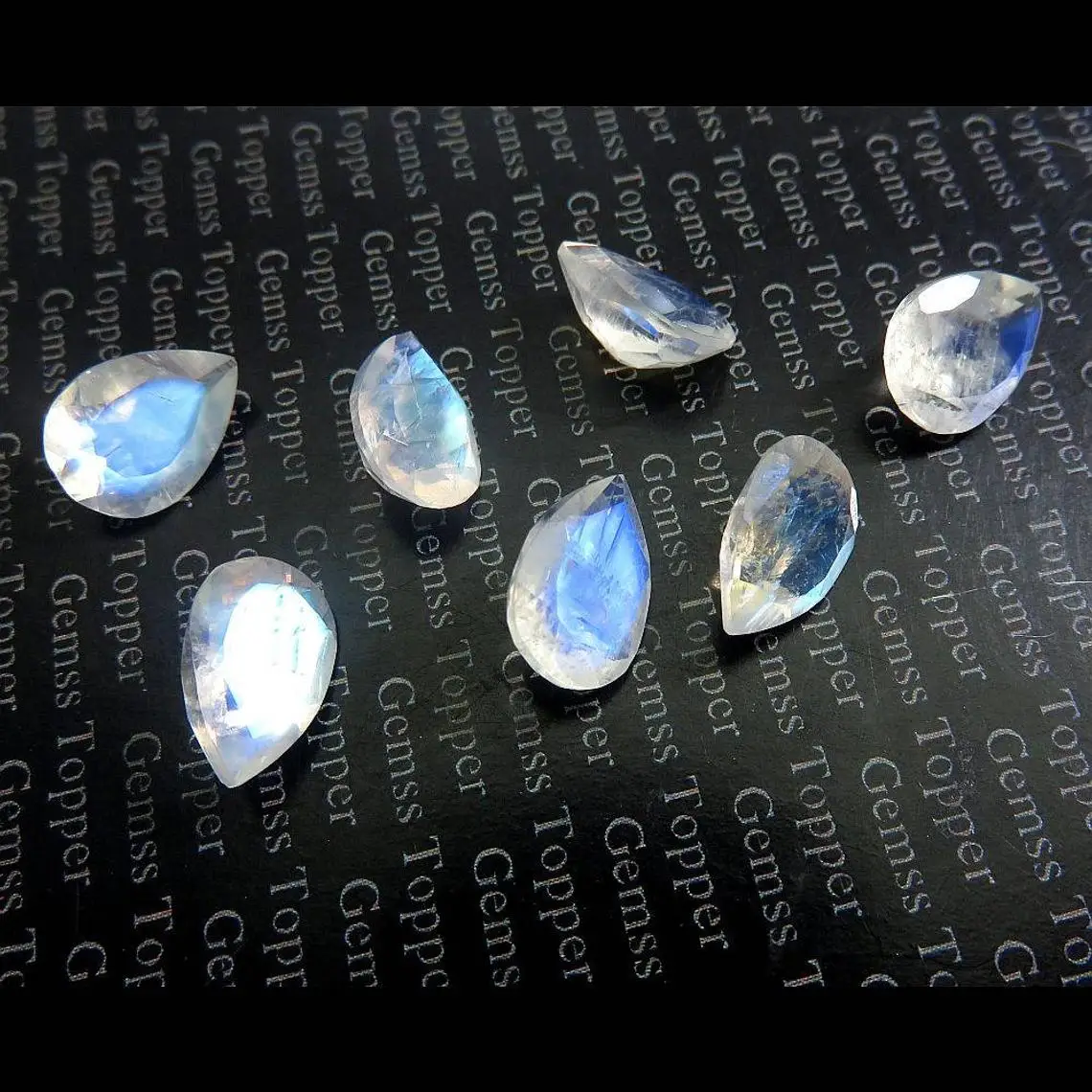 

Beautiful Blue Fire Moonstone Pear Cut 5x7mm Natural Rainbow Moonstone Pear Faceted Loose Gemstone