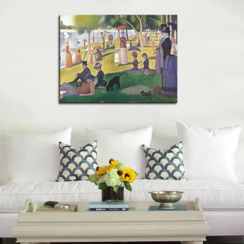 Famous Georges Seurat Oil Painting Afternoon on the Island of La Grande Jatte Handpainted Art Painting Top Quality Drop Shipping