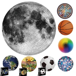 65CM Round Puzzle 1000 Pieces Kid 3D Terra Lua Constelação Rainbow Paper Assemble Jigsaw Puzzle Games Educação Toy For Adult