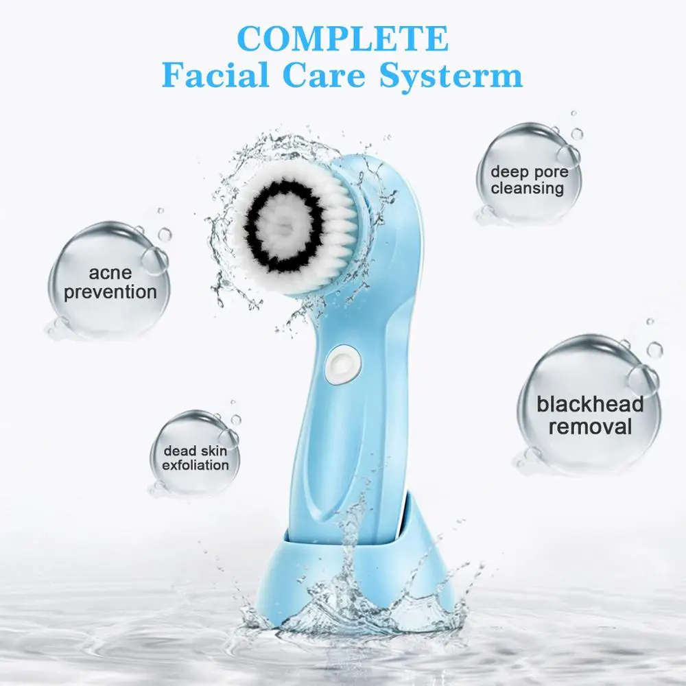 Instrumento de limpieza Facial eléctrico 5 en 1, cepillo de silicona para limpieza Facial profunda, limpiador de poros, masaje Facial, herramienta para el cuidado de la piel