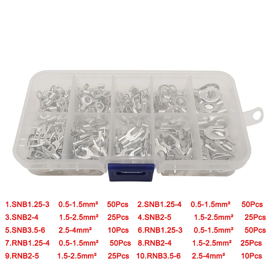 320Pcs/Box OT/UT Cold Pressed Crimp Terminal Assortment Kits Ring Lugs Crimp Terminals Tin-Plated Electric Wire Cable Connector
