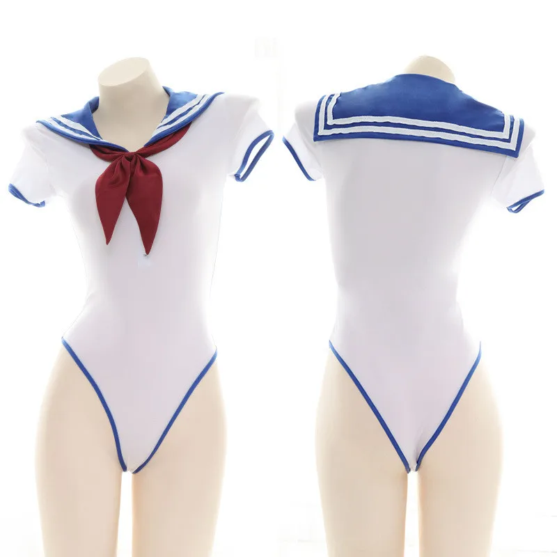 2024 High-Fork Sailor Suit Dead Reservoir Water One-Piece Invisible Zipper On Chest Red Goldfish Knot Home Set Cosplay Uniform