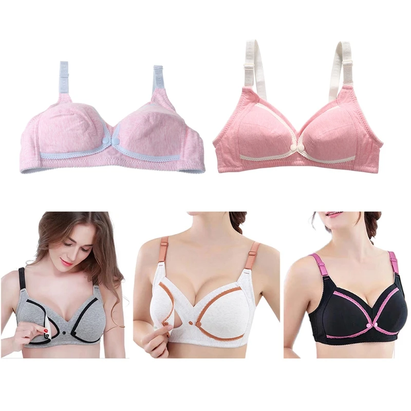 Sujetador de lactancia materna con hebilla frontal abierta, Bralette sin aros con relleno ligero, ropa interior de realce para dormir