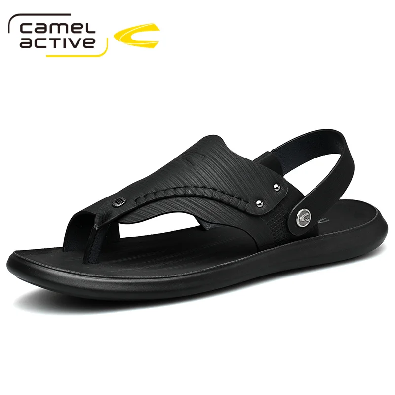 

Camel Active 2021 New Summer New Men's Beach Sandals Genuine Leather Soft Bottom Massage Cushioning Casual Two-Ways Wear Sandals