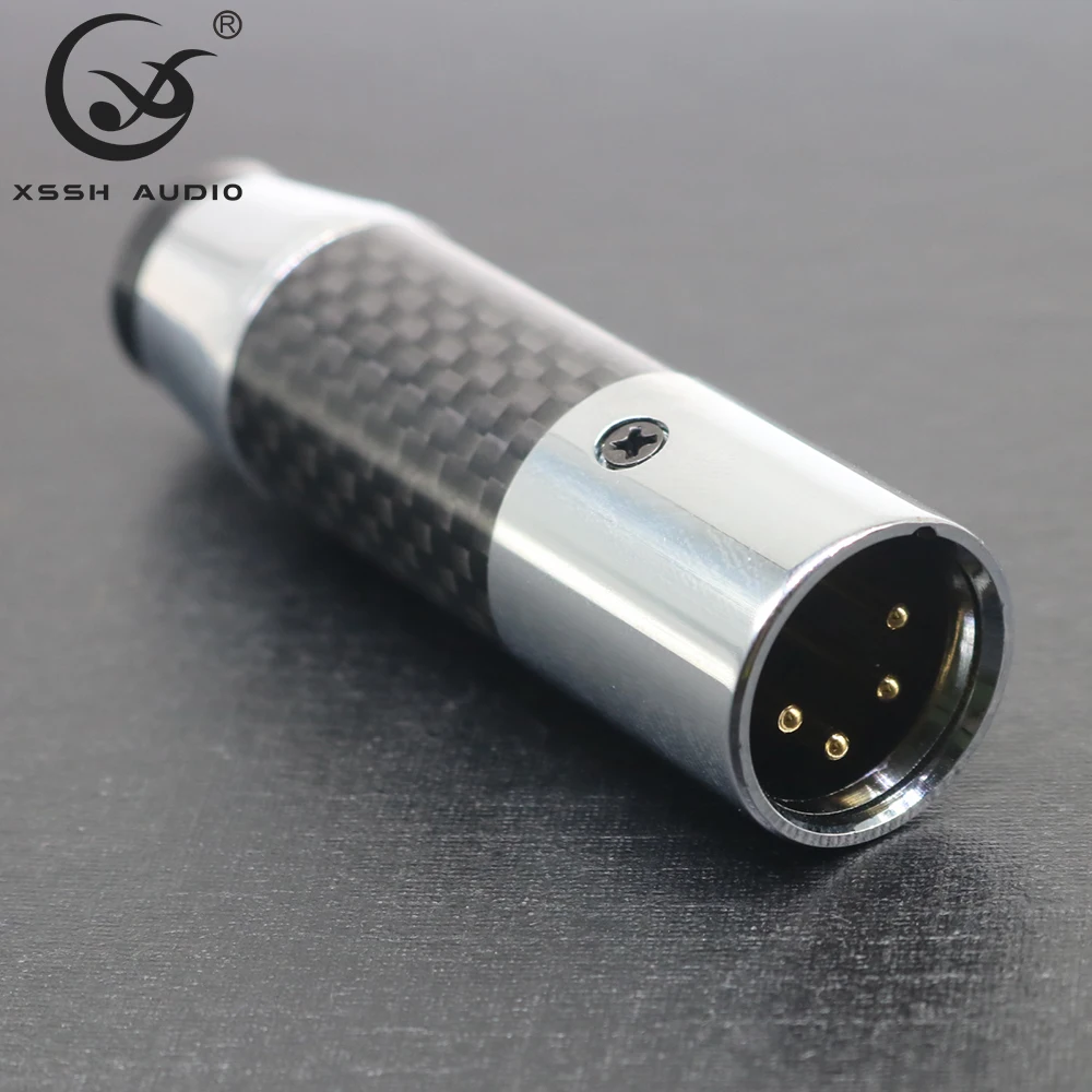 

XSSH Audio YIVO Male Female XLR Jack Connector Black Carbon Fiber Tellurium Copper Plating Gold Nylon 4 Pins 4 Pole XLR