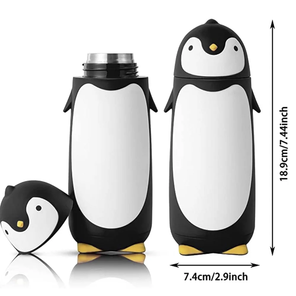 

Penguin Stainless Steel Vacuum Thermos Travel Mug Tea Water Bottle Coffee Flask for Kids Children Student 9.5oz Black