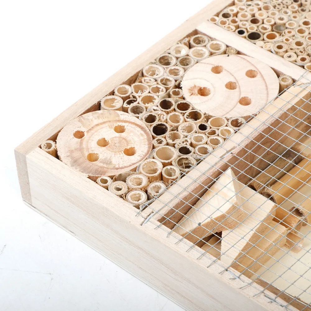 Insect Bee House Wooden Bee Nests Box  Beehive Bug Shelter   Nests Box Insects Box Beehouse Honey Tools Garden Decoration