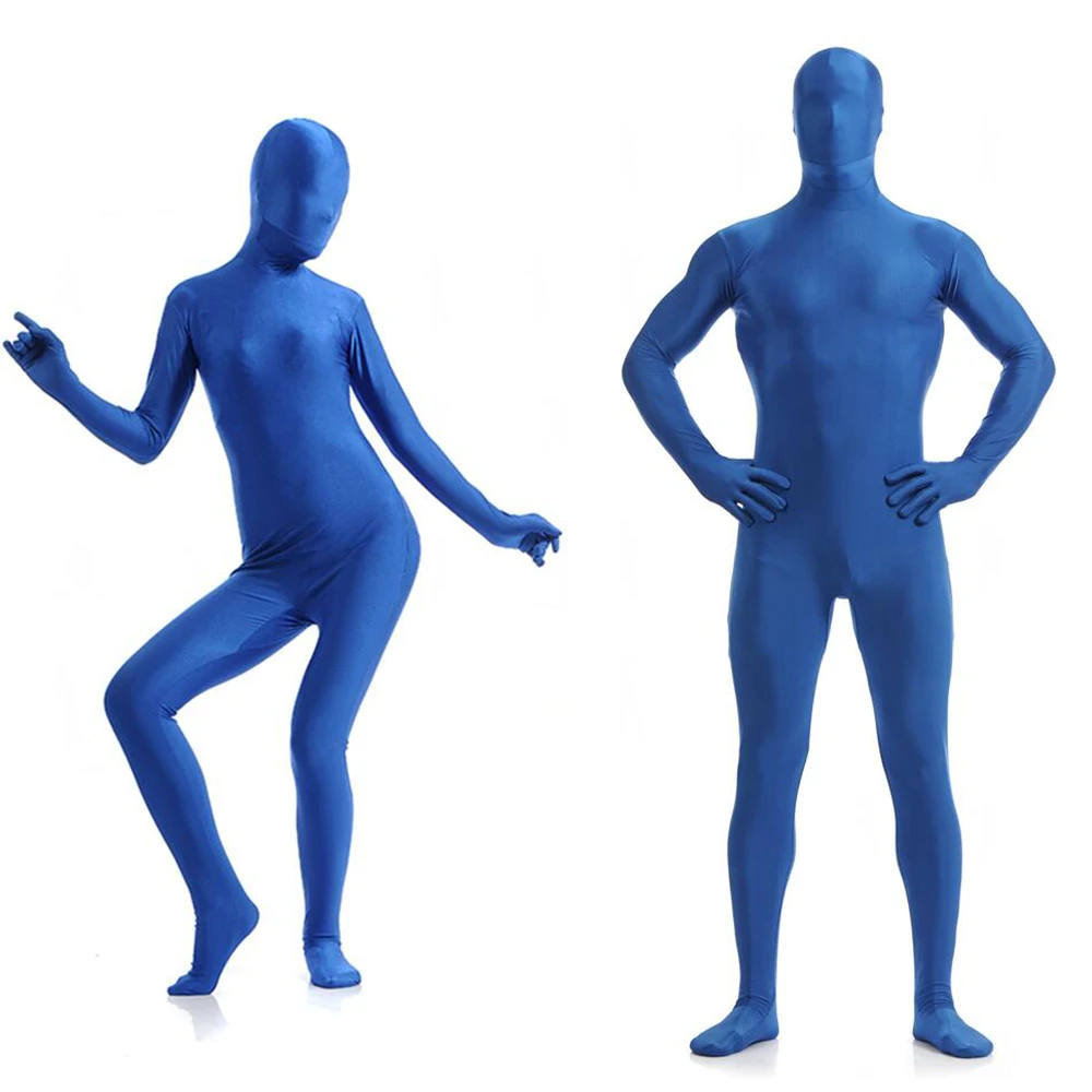 Disfraces Zentai personalizados para adultos, traje de piel de cuerpo completo, Catsuit, Disfraces de Halloween, Body con cremallera en la entrepierna, ojos abiertos, boca abierta