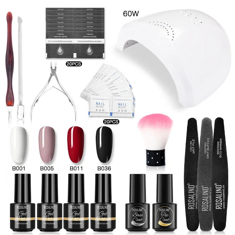 

ROSALIND Gel Nail Polish Set 16pcs Nail Art Tool Kit With Manicure Machine For Nail Art Design Semi Permanent Gel Varnishes