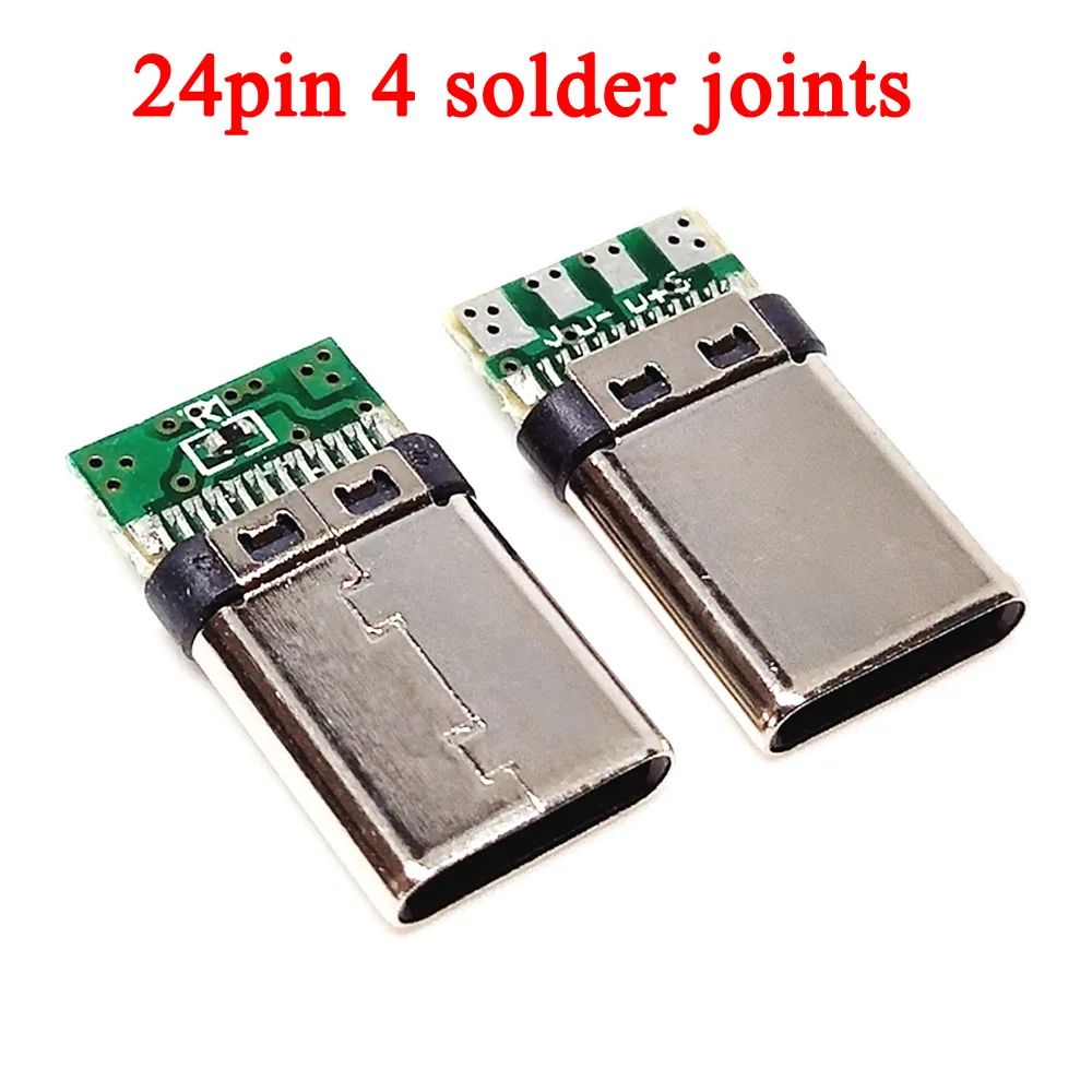 USB 3.1 Type-C Connector 24 Pin Male Receptacle Adapter to Solder Wire & Cable Splint 2.0 56K resistor PD fast charge Connector
