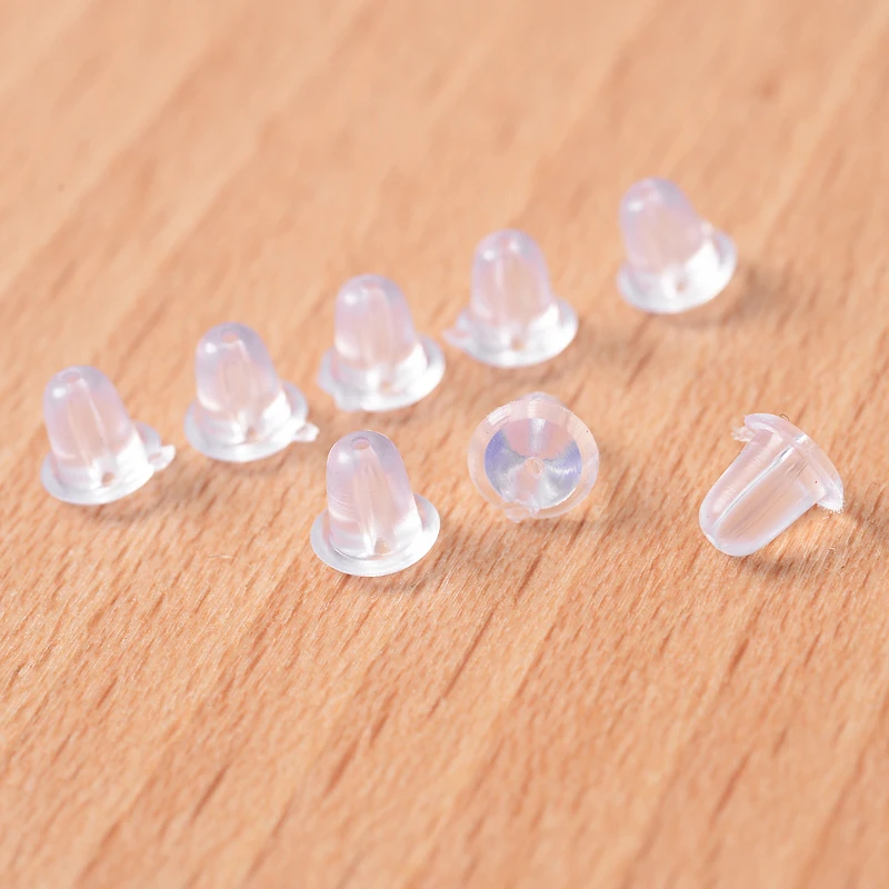 300Pcs Plastic Earplug Clear Earrings Back Transparent Silicone Earplug Mini Ear Cap For Women's Earring Accessories Jewelry