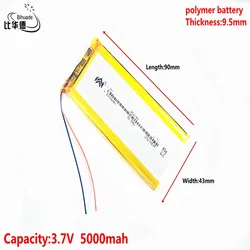 Litrowa bateria energetyczna 3.7V 5000MAH 954390 litowo-polimerowa LiPo akumulator do Mp3 słuchawki PAD DVD kamera bluetooth