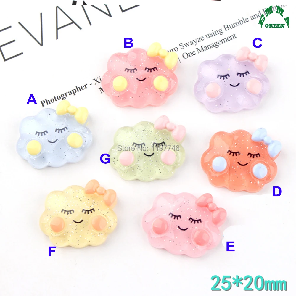 

Cabochon for Jewelry making 20pcs Colorful Resin Kawaii Cloud Flatback Cabochons Scrapbooking for Hair Bow Center DIY Craft