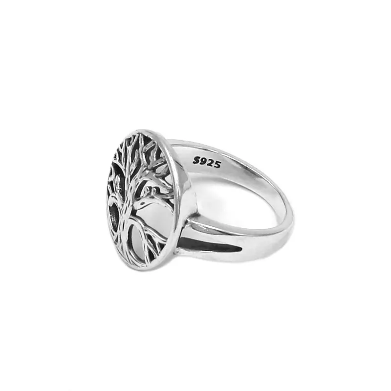 Fashion S925 Sterling Silver Tree of Life Ring High Quality Claddagh Celtic Knot Biker Ring For Mens Women SWR0952