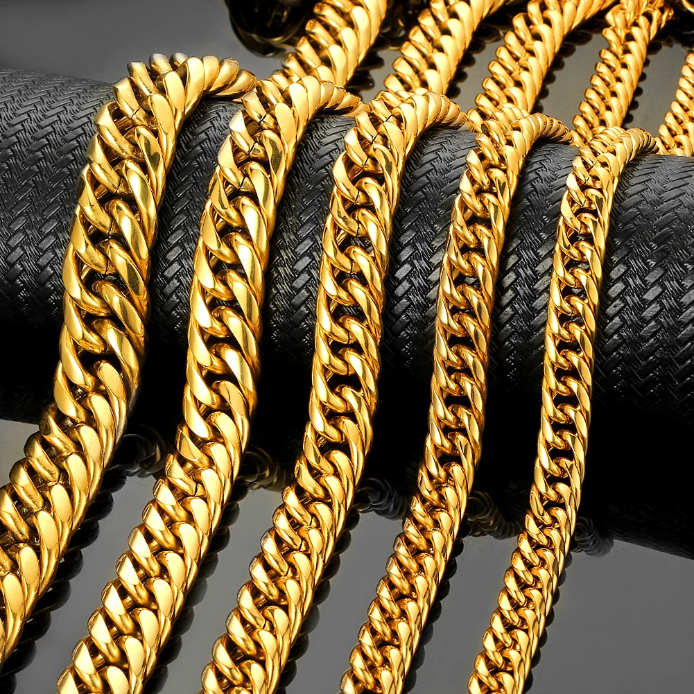 13/16mm Hip Hop Men's 316L Stainless Steel Curb Cuban Link Chain Necklace Jewery Fashion Choker Chain Punk Style Gift 7-40inch