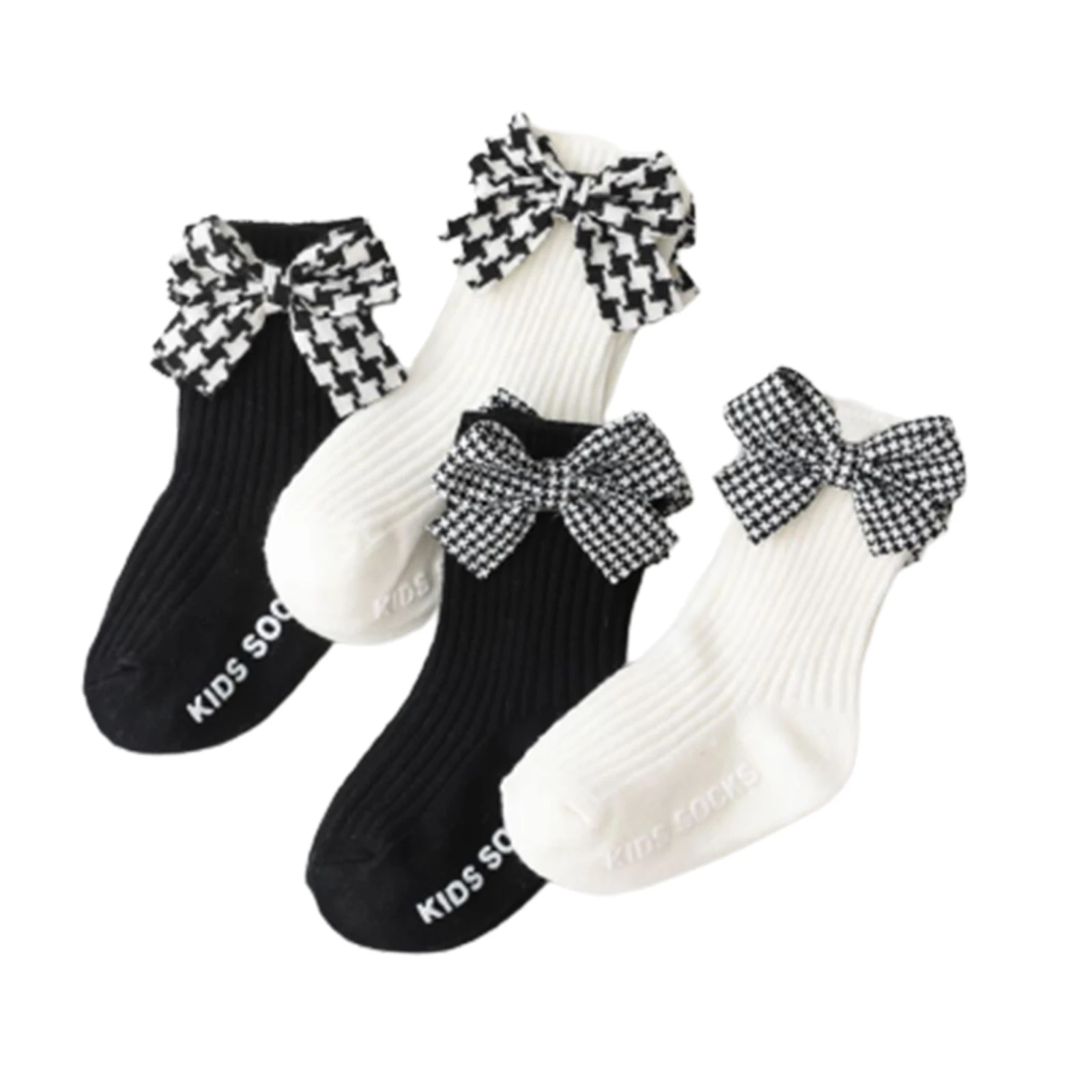 

Newborn Baby Girls Houndstooth Bow Knot Socks Cotton Ribbed Infant Toddler Non-Slip Summer Spring Socks Baby Clothing 0-3T