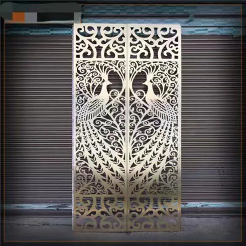 Luxury gold acrylic wedding decoration event backdrop with Peacock pattern for wedding used