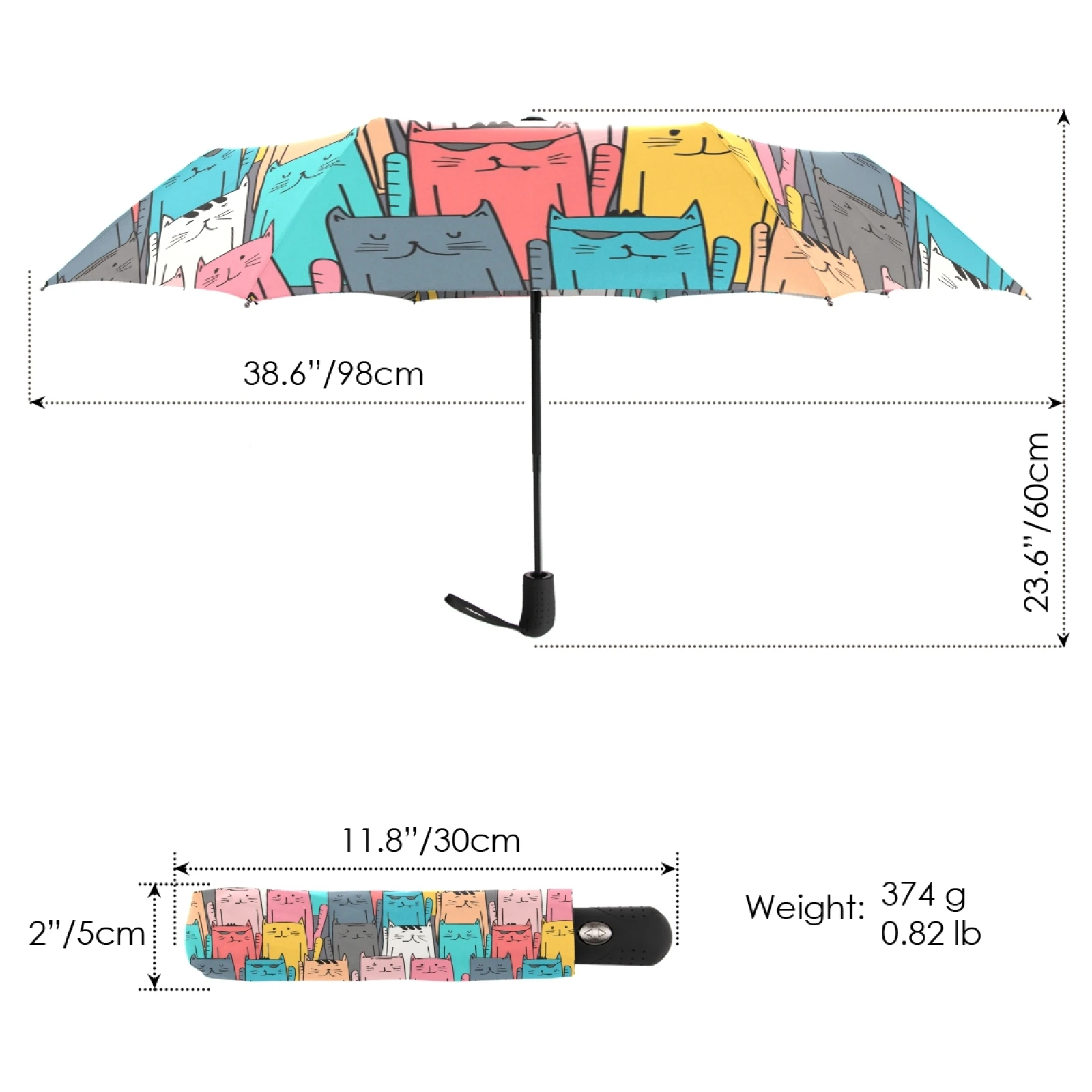 Newest Full Automatic Cat Printed Umbrella Rain Women Sun Protection Windproof Cartoon Umbrella For Children Kids Travel 8 Ribs