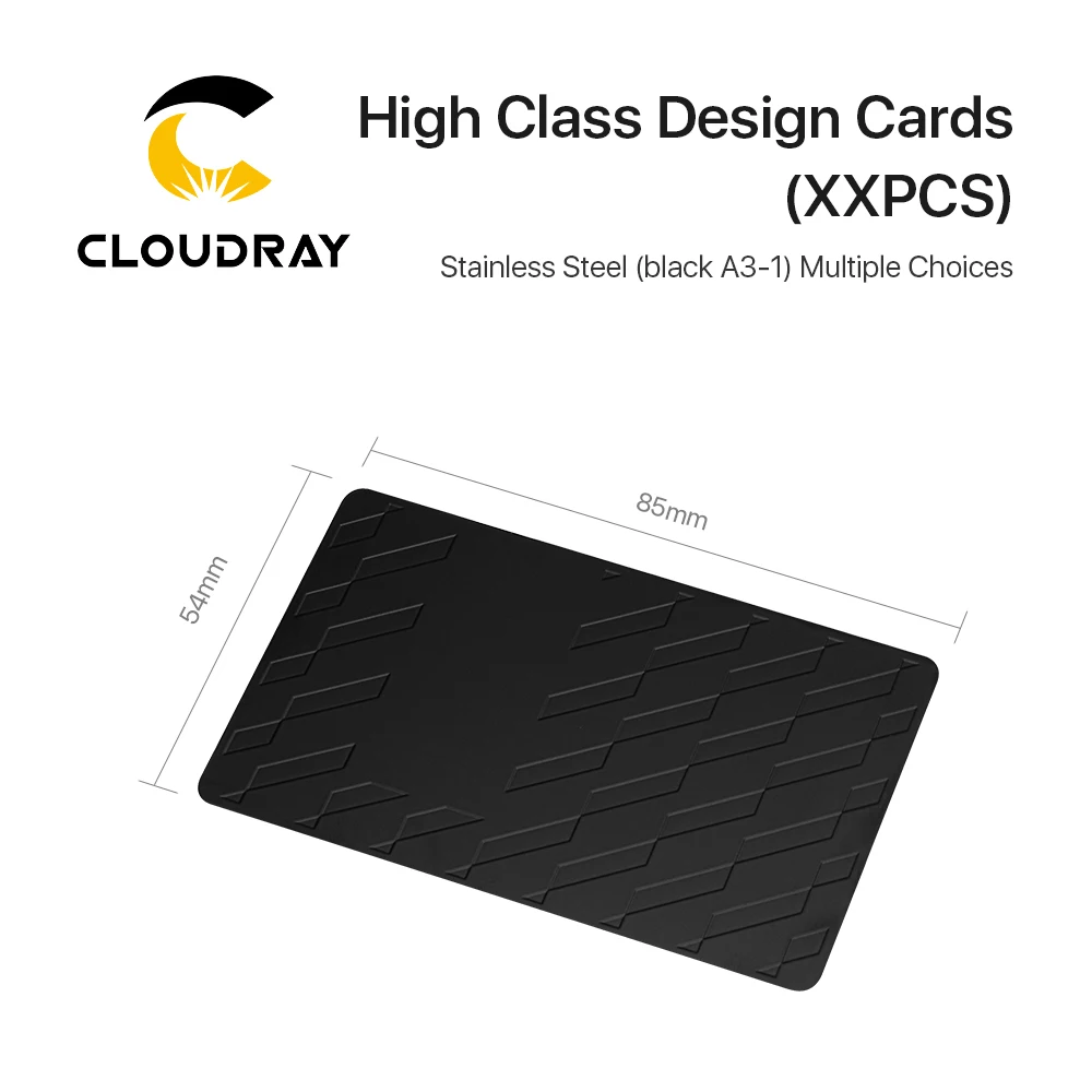 Cloudray 10pcs High Class Design Cards Six Kinds Black Stainless Steel DIY Bussign Card for DIY Laser Marking Gift Postcard