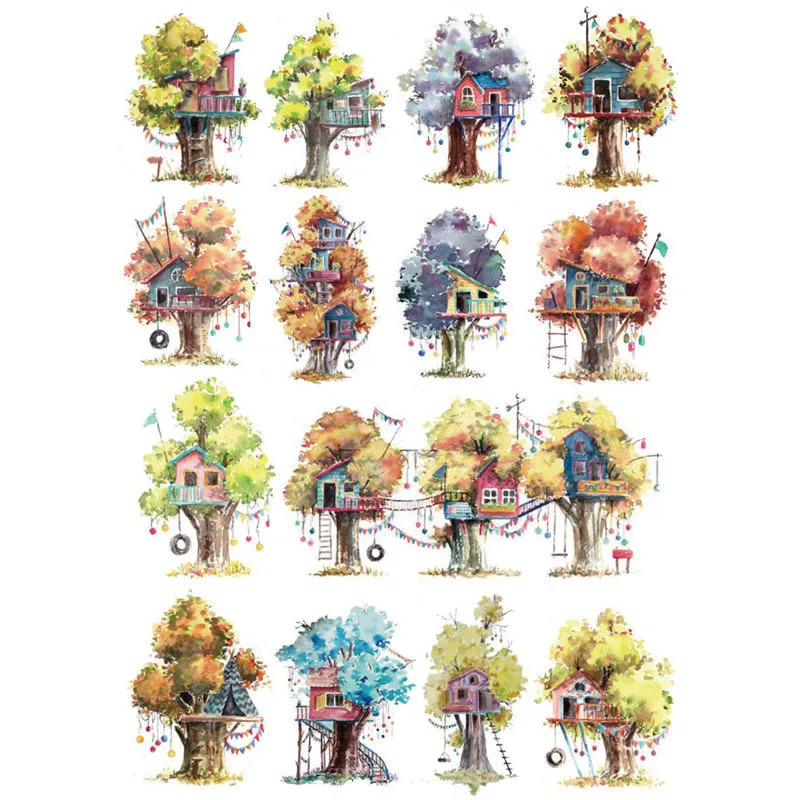 2 pcs/lot Korean Tree House Uncut Sticker Kawaii Stationery Cute Sticky Notes Planner Stickers School Office Decor