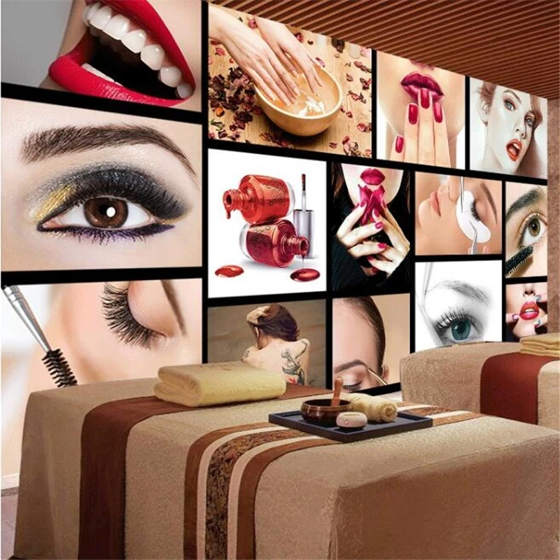 

wellyu Custom wallpaper 3d European and American fashion semi-permanent facial eyebrows nails beauty salon background wallpaper