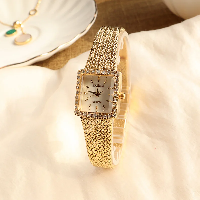 Ladies Watch Luxury Niche Chic Wind Square Suit Diamond Vintage Wheat Ear Quartz Watch Girlfriend Gift  Ladies Watches