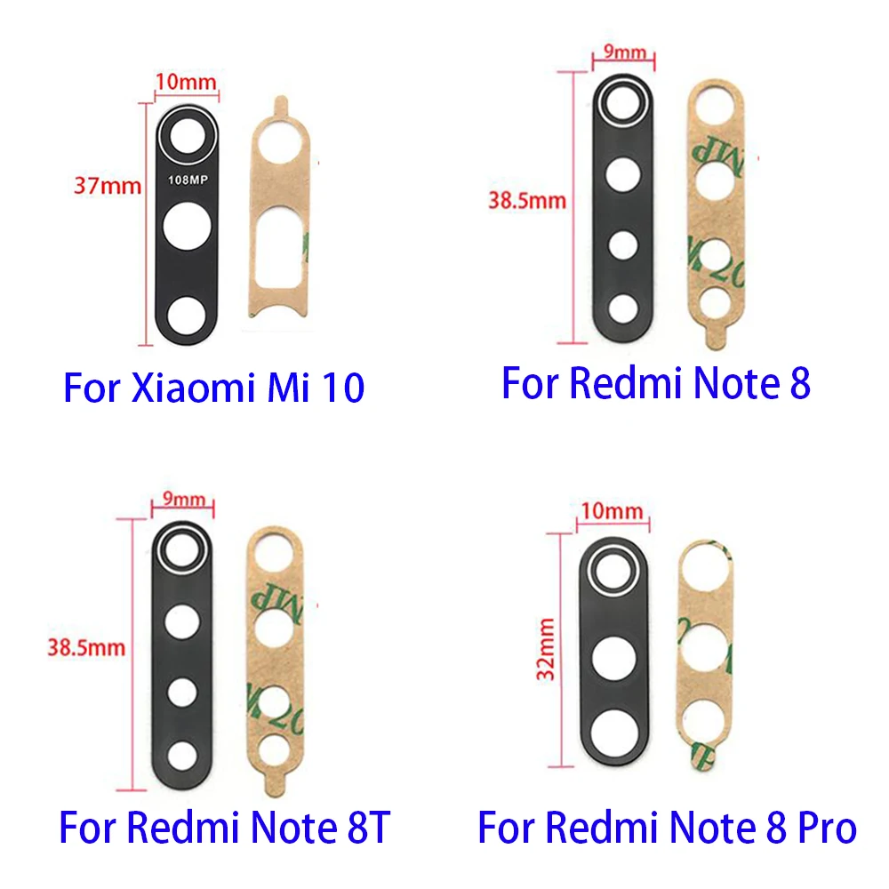 50Pcs，Rear Back Camera Glass Lens Cover With Ahesive For Xiaomi Poco X6 Redmi 9C 7A 9A 8A Note 7 8 9 10 Pro Max 9S 8T 10S 9T 5G