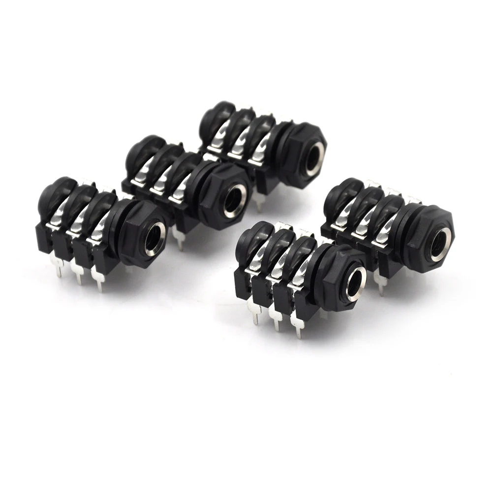 5Pcs/lot 6.35mm/6.35 Stereo Audio Microphone Female socket/Jack Connector 6P/6PIN Wholesale