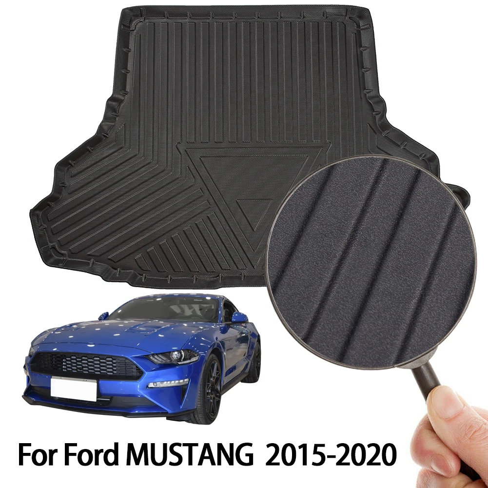 Rear Boot Cargo Mat Fit for Ford Mustang 2015-2020 Black Rubber Car Trunk Liner Cover Protector