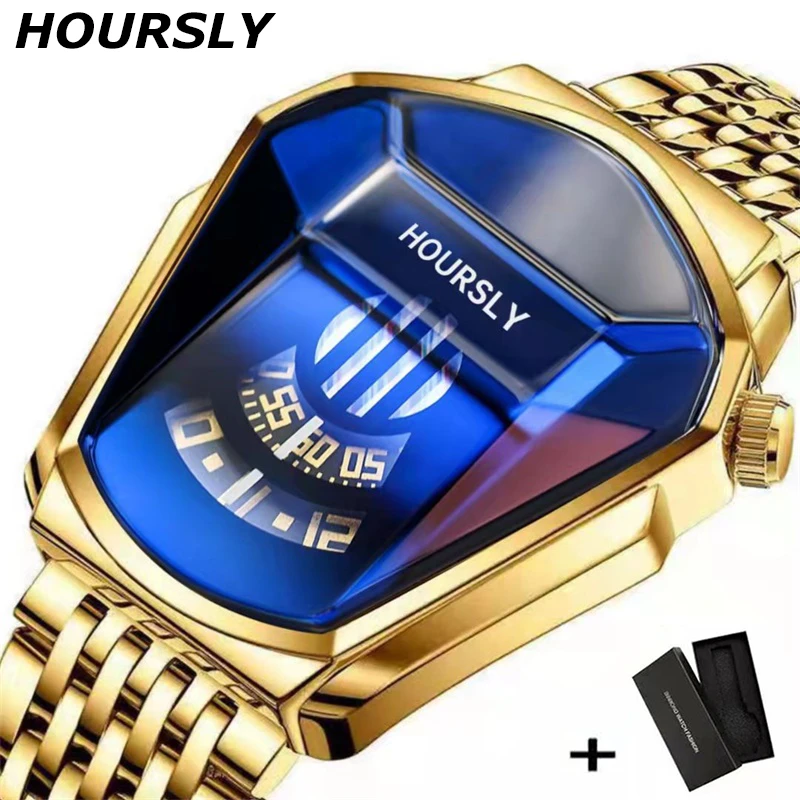 Luxury HOURSLY Brand Trend Cool Men\'s Wrist Watch Stainless Steel Technology Fashion Quartz Watch For Men Relogio Masculino 2023