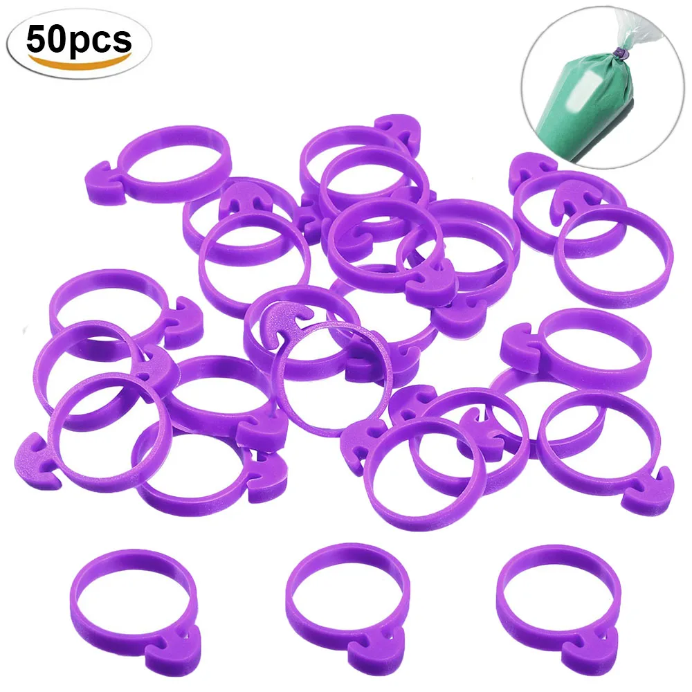 50pcs Pastry Bag Ties Silicone Icing Bag Ties Reusable Cake Decorating Bag Sealing Clips for Cupcakes Cookies Pastry Supplies