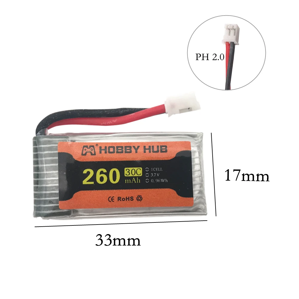 بطارية بديلة لـ JJRC H36 3.7V 260mAh ، بطارية لـ E010 E011 E012 E013 Furibee F36 RC Quadcopter ، أجزاء 3.7v Lipo