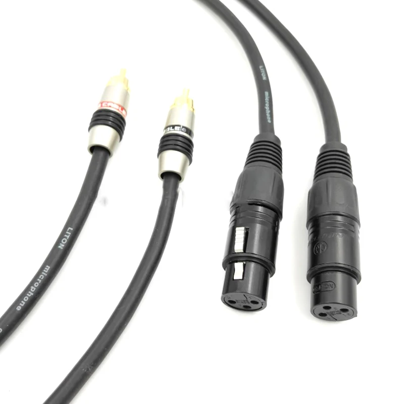 Hifi pair XLR to Dual RCA Audio Cable 2 RCA Male to XLR 3 Pin Female Cannon Amplifier Mixing Plug Cable