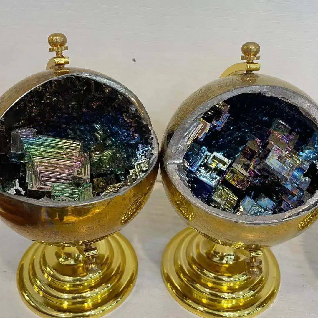 

A natural and beautiful bismuth ore bismuth hole globe as furniture decoration