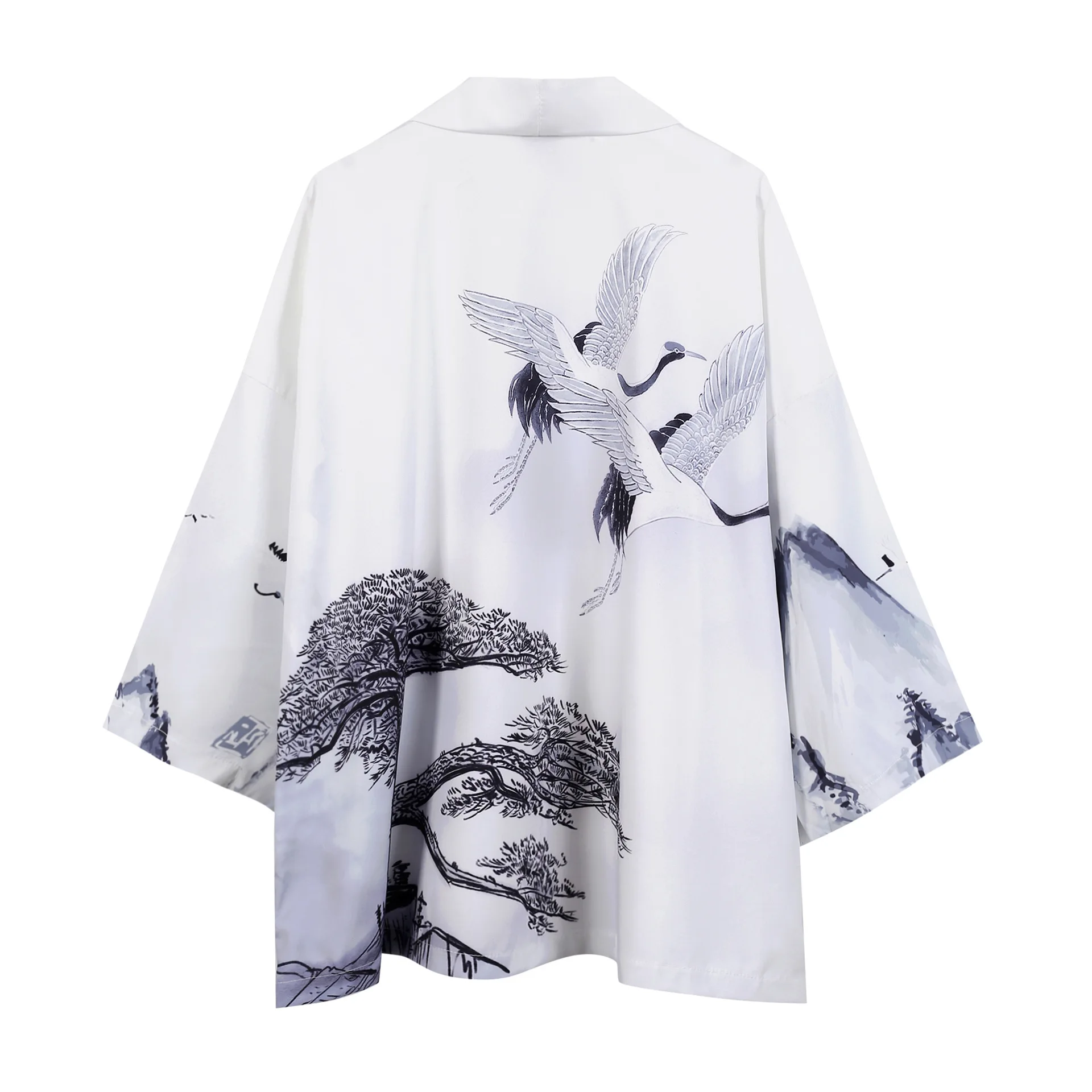 

Samurai Crane Japanese Style Kimono Haori Men and Women Cardigan Chinese Dragon Traditional Japanese Clothing Asian Clothes