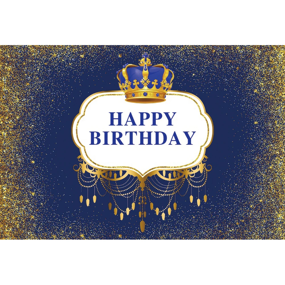 มงกุฎน้ำเงินพื้นหลัง Photophone Boy Baby Shower Birthday Party Gold Polka Dot การถ่ายภาพฉากหลังสำหรับ Photo Studio