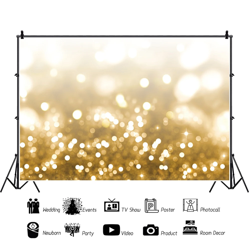 Laeacco Glod Light Bokeh Photography per sfondo festa di compleanno famiglia Photocall ritratto di bambino fondali personalizzati per Poster