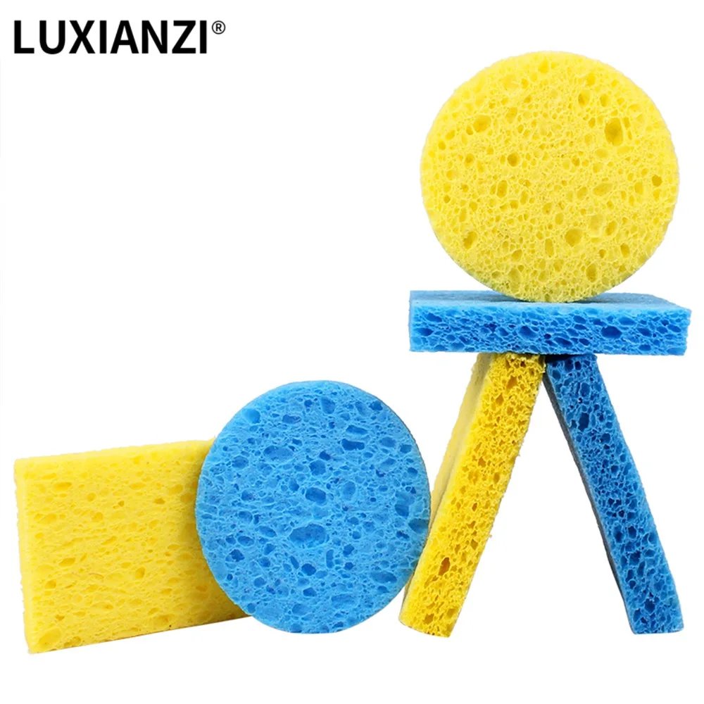 LUXIANZI 1/5PC Cleaning Sponge Cleaner Yellow High Temperature Enduring Cleaner Sponge For Electric Welding Soldering Iron Tip