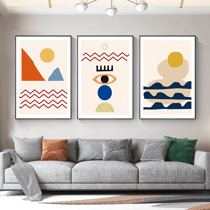 Boho Geometric Abstract Landscape Canvas Painting Scandinavia Wall Art Prints Poster Picture for Gallery Living Room Home Decor