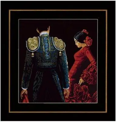 

Needlework 14CT/18CT BLACK Cross Stitch, DIY Count Cross Stitch, Embroidery Set, Spanish dance