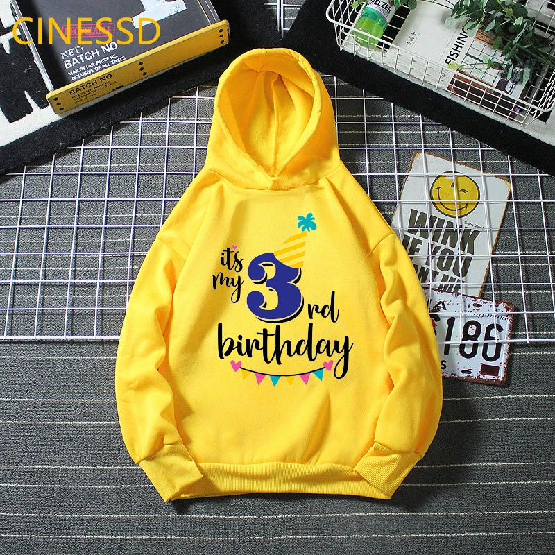 Number 3-9 Print Sweatshirt Kids Boy Birthday Gift Clothes Winter Coat Long Sleeve Hoodie Children Graphic Tracksuit  Plus Velve