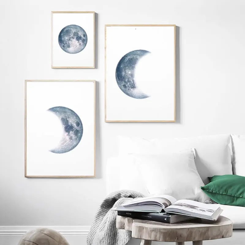 Modern Night Sky Galaxy Astronomical Moon Poster Print Wonderful Canvas Painting Wall Art Picture Home Decoration for Bedroom