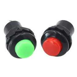 10 PCS 12MM Small Round Button DS-313 2 Pin Reset without Lock, Jog Power Button Switch Red/Green