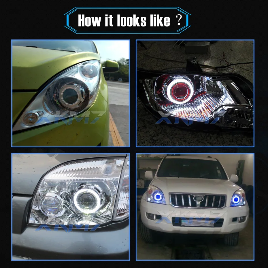 LED DRL Angel Devil Eyes Lenses 3.0 inch Projector Bi-xenon Lens H4 H7 Headlight Re-Styling Car Light Use H1 HID LED Bulb Tuning